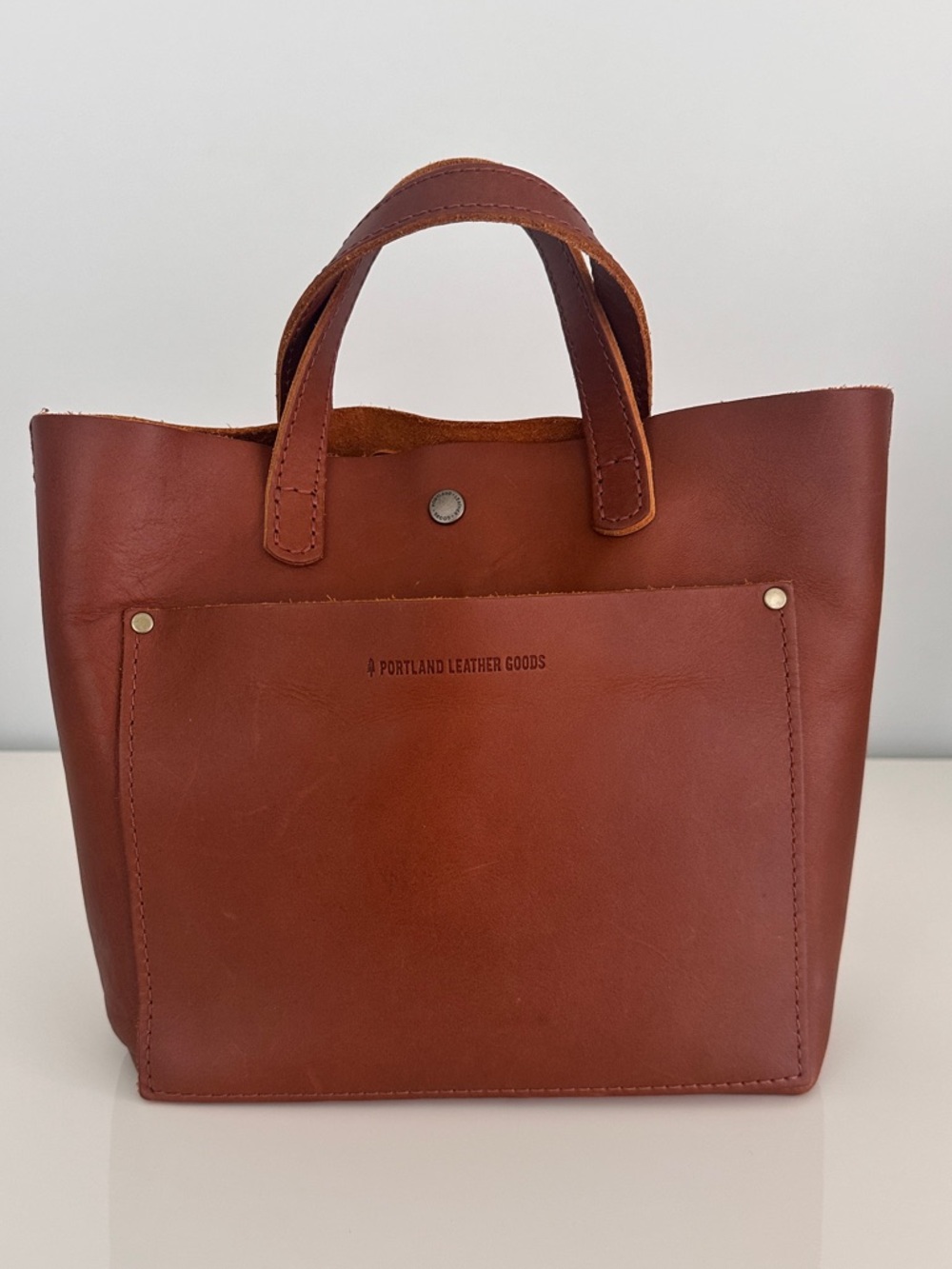 Portland Leather Goods Mini Crossbody Tote Handbag in Honey